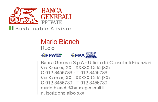 Immagine di BIGLIETTO DA VISITA SA CON LOGO EFPA EFPAESG E CON DOPPIA RIGA CONTATTI